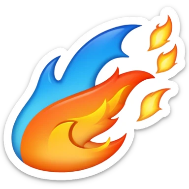 fire streak emoji, playful and modern with blue to orange gradient, vibrant

 sticker