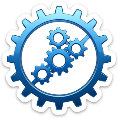 gear icon with interconnected nodes forming a workflow pattern sticker
