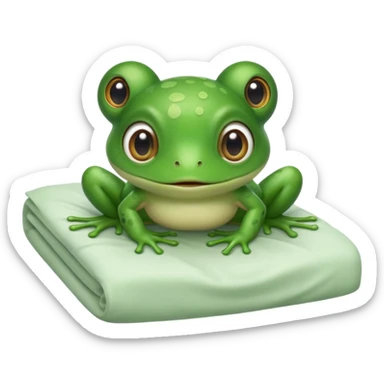cute baby frog on bed sticker