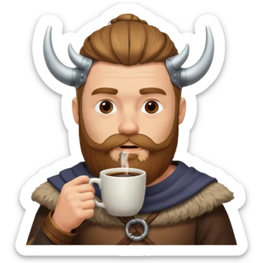 viking man drinking coffee sticker