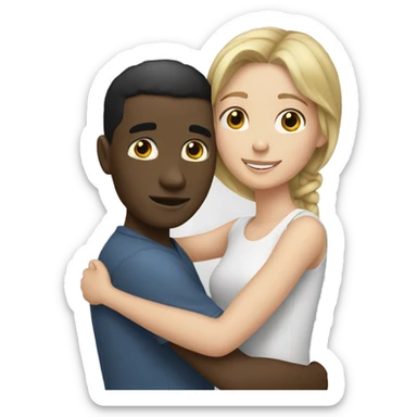 Black man and white girl hugging sticker
