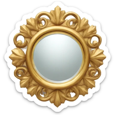 ornate round golden mirror with twinkles sticker