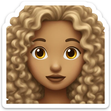 light skin girl with curly brown hair doing a kissy face  sticker
