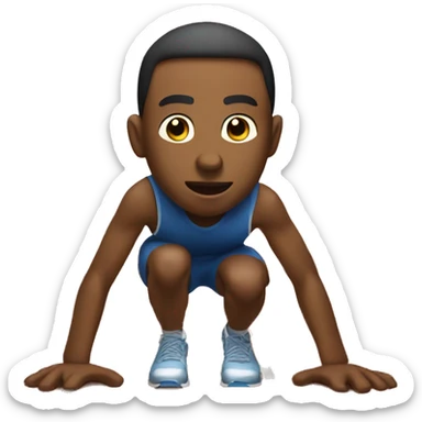 man at the start of a race, crouched down at the starting line, about to run line sticker