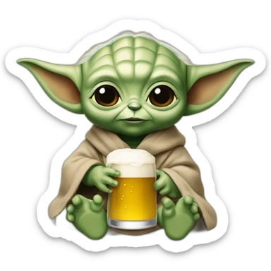 Bébé yoda qui boit une bière sticker