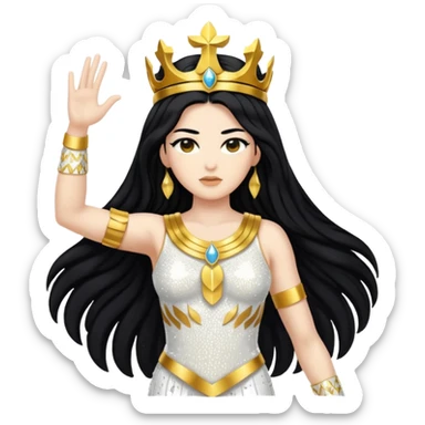 Nike, Goddess of Victory from Gods and Goddesses with long black hair, white and gold sequin outfit sticker