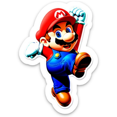 Mario bros jumping sticker