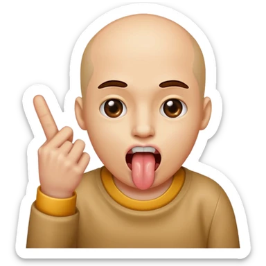 middle finger while sticking out tongue sticker
