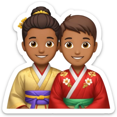 gay happy brown skin couple in hanfu sticker