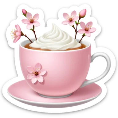 Cute Pastel pink Cherry Blossom Sakura Tea sticker