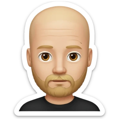 Bearded bald blonde man black shirt bald sticker