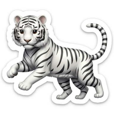 A white tiger pouncing at the screen with silver accsents make it less cartoon looking  sticker