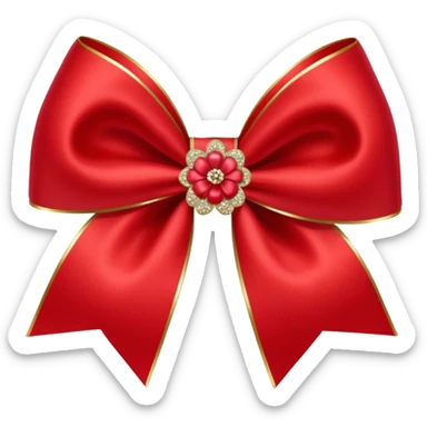 red flower bow with glitter sticker