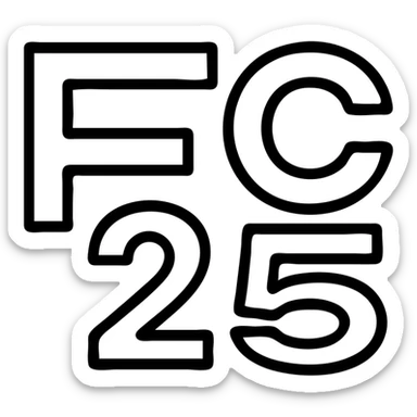 minimal icon of 'FC 25' as a monogram, outlined, no fill, geometric style sticker