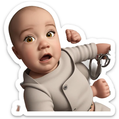 bald girl in handcuffs sticker