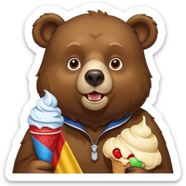 A bear who eats ice cream and Rossi's flag in the background sticker