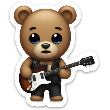 teddy bear with guitar and emo makeup sticker