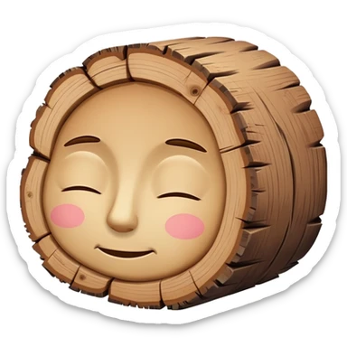 Log with sleeping head sticker