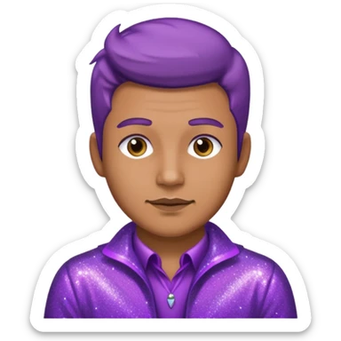 man supervisor wearing glitter purple glittery clothes sticker