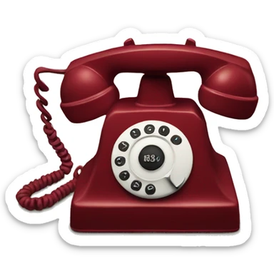 50's dark red telephone sticker