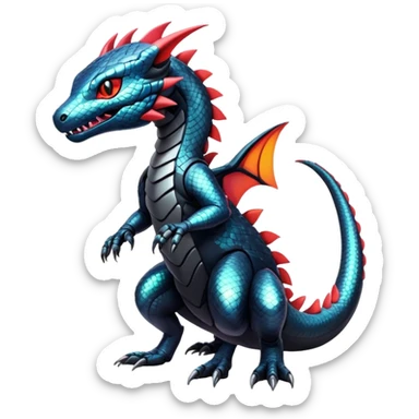 Modern Futuristic Scaly IridescentCyber-Salandit-Litten-Hybrid (Full body) sticker