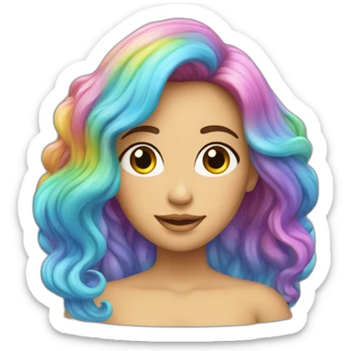 Sirène avec cheveux arc-en-ciel sticker