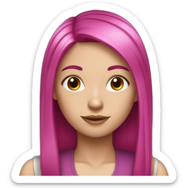 White girl with medium long straight magenta hair  sticker