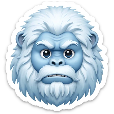 Cinematic Noble Yeti Portrait Emoji, Grand and enigmatic, with a towering, snow-dusted figure in pristine whites and cool blues, exuding ancient, mystical wisdom and stoic majesty, simplified yet exquisitely detailed with frosty textures, glowing with a gentle, icy outline that captures the awe-inspiring presence of a guardian of the frozen wilds! sticker