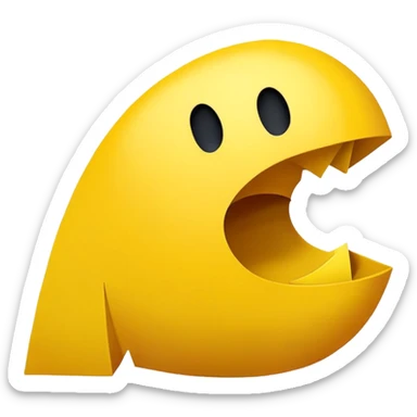 Perfect side profile of classic Pacman, yellow circle with triangular wedge cut out for mouth, showing only the side view, no front view sticker