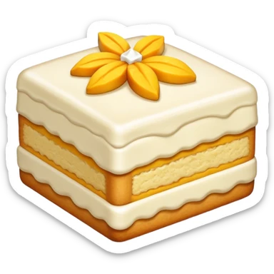 Piece of cake: vanilla biscuit, mango filling sticker