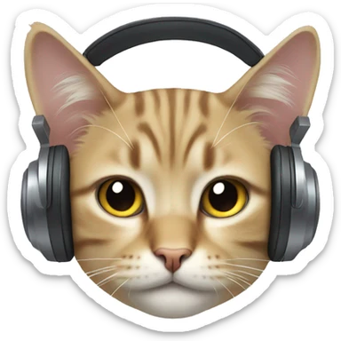 Cat with headphones sticker