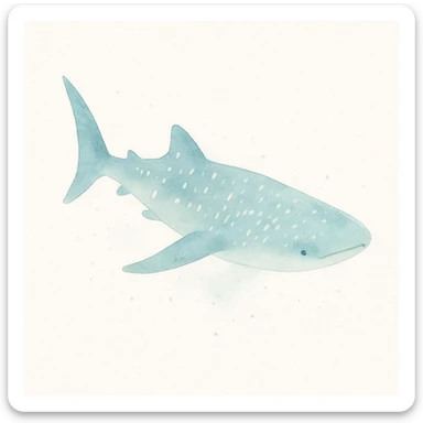 watercolor painting of a whale shark, swimming gracefully, light blue and teal hues, subtle splashes, dreamy aquatic feel sticker