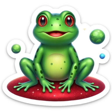 Frog Happy Cute Red Glitter Space sticker