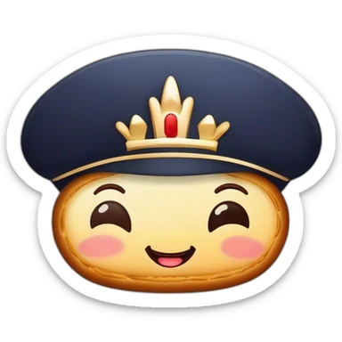 baguette with a french cap and a crown sticker