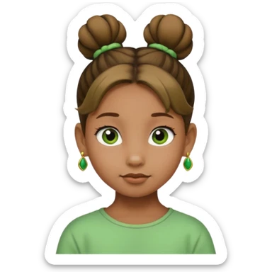  bun haired kid with earrings green hair guy sticker