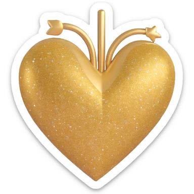 heart with silver and gold glitter sticker