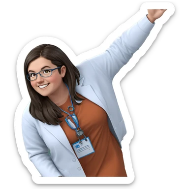 smiling girl in lab coat sticker