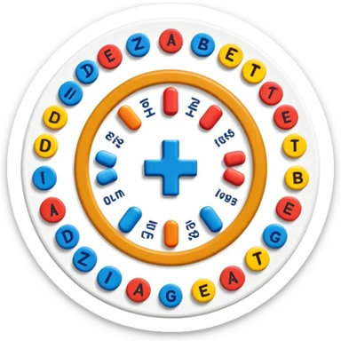 circle logo for a website about Type 1 diabetes and aging to share knowledge and ways of coping, energetic, as a board game sticker