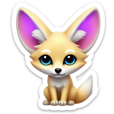 Kawaii neon fennec fox    sticker
