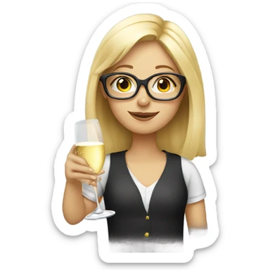 Blond girl wearing glasses drinking champagne  sticker