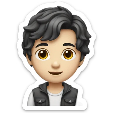 kid with dark hair5 and white skin full length sticker