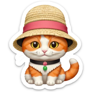 cat wearing a hat made out of sushi sticker
