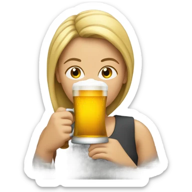 Woman drinking beer sticker