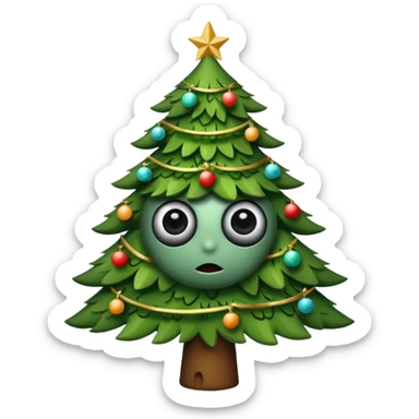 sapin avec deux gros yeux noirs sticker