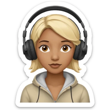 blonde black woman wearing headphones sticker