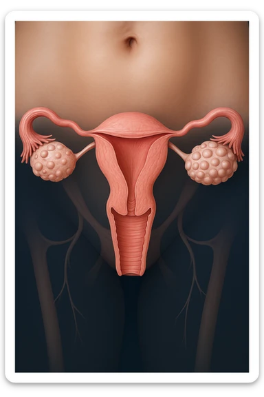 Ovulazione assente  in 3D immagine medica donna pcos sticker