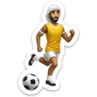 Arab guy playing soccer, a bull stand in front of him sticker