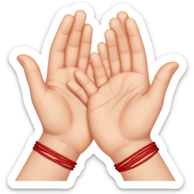 Dos manos entrelazadas con una hilo rojo sticker