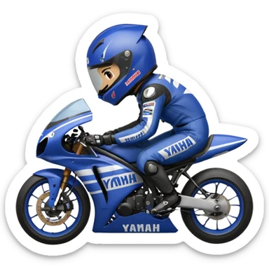 yamaha motorcycle racer with full face helmet sticker