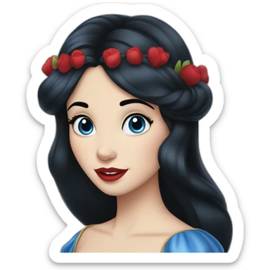 Blue-eyed black-haired snow white Disney character sticker